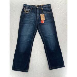 Vintage Koman‎ Jeans Mens 36x32 Baggy Relaxed Straight Dark Blue Denim Y2K NWT